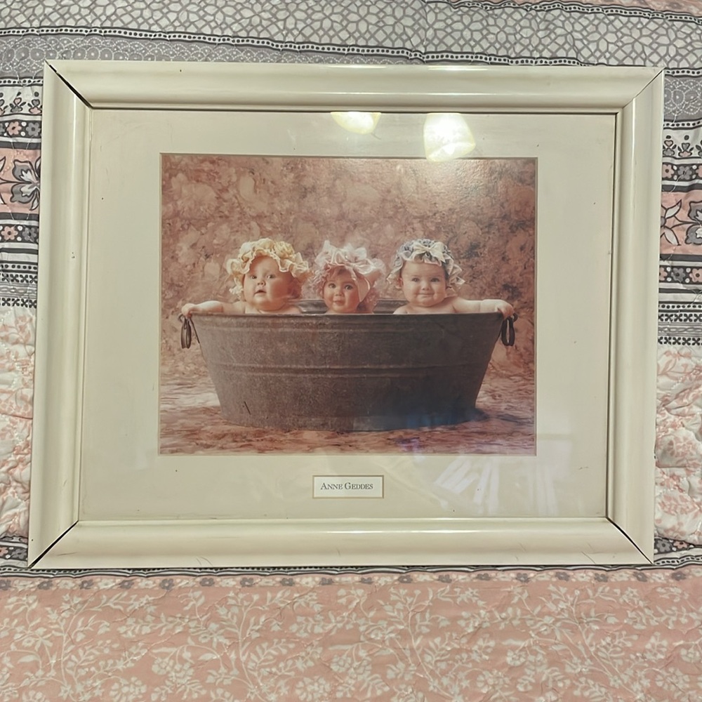 Anne Geddes Framed Love- babies in a washtub. There is a mat around picture
